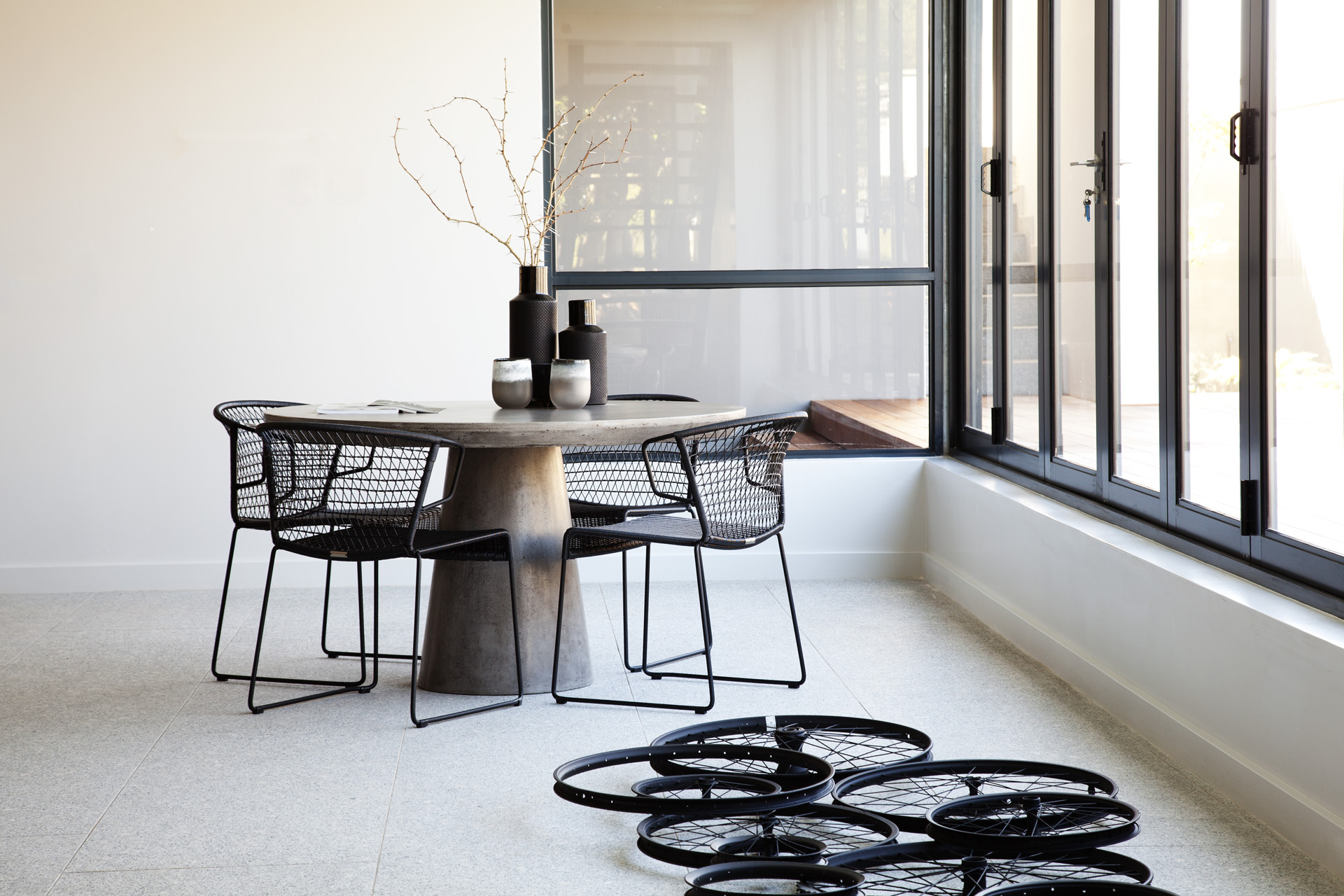 tiled dining room floor